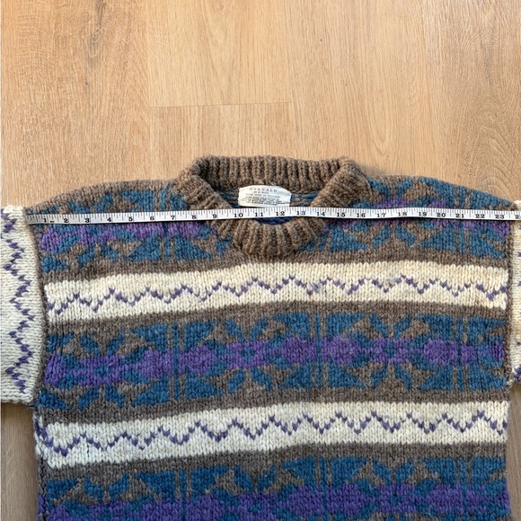 Wool Purple Multicolor Patterned Sweater Large - Picture 7 of 9